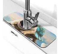 Divertente tappetino per rubinetto a forma di tartaruga per lavello da cucina, super assorbente, cattura spruzzi, diatomite ad asciugatura rapida in pietra per rubinetto antigoccia, vassoio per