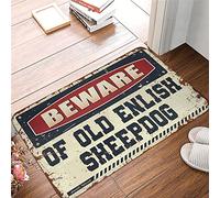 Divertente tappeto lavabile con retro antiscivolo | Attenzione al vecchio cane pastore inglese all'aperto porta autunnale/tappeto angoli tenere premuto il tappeto (50 x 80 cm)