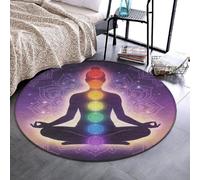 Divertente tappeto rotondo in flanella, comodo tappetino da gioco Splat, 61 cm | Comodo, sette chakra yoga meditazione loto mandala viola, tappeto decorativo per ufficio soggiorno camera da letto