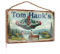 Divertente targa da uomo Tom Hanks' Journey Through The Labyrinth Of Life in legno cartello per bagno per porta d'ingresso cartello in legno (15 x 28 cm)