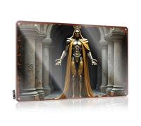 Divertente targa decorativa per patio Golden Guardian: A Majestic Statue In Ancient Architecture, targa vintage in latta divertente in metallo (30 x 40 cm)
