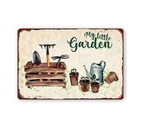 Divertente targa in latta My Little Garden Vintage Metal Signs Vintage Retro Metal Sign Pub Bar Man Cave Club Decor poster da parete regalo 30,5 x 20,3 cm