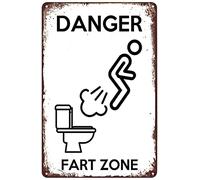 Divertente targa in latta retrò vintage "Danger Fart Zone Toilet Funny Signs Wall Art Decor poster per casa bagno WC Targa in latta Chic Art Decorazioni da parete in metallo divertente targa in ferro