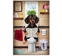 Divertente targa in metallo con bassotto, cartello per il bagno, decorazione da parete per il bagno, regalo divertente per gli amanti dei cani, cane divertente, decorazione per il bagno, cartello in