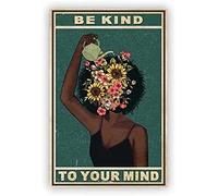 Divertente targa in metallo con scritta "Be Kind to Your Mind" in metallo con scritta "Water the Flowers", decorazione da parete per bar, caffetteria, casa, garage, 20,3 x 30,5 cm