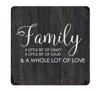 Divertente targa in metallo con scritta "Family A Little Bit of Crazy, A Little Bit of Loud Home Decor Garage Signs for Entryway Indoor Restaurants Art Poster Regalo per Uomini 30,5 x 30,5 cm