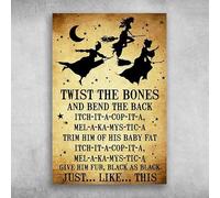 Divertente targa in metallo con scritta "Hocus Pocus Twist The Bones And Bend The Back", targa in metallo retrò, decorazione per bar, pub, club, caffetteria, decorazione per la casa, decorazione da