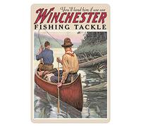 Divertente targa in metallo retrò Kensilo Bar Winchester Fish and Tackle Hunting Fishing Home Decor Rustic Home Decor Room Decor Sign for Bedroom Bathroom Office Man Cave Farm 20,3 x 30,5 cm