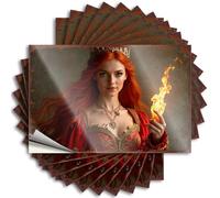 Divertente targa sarcastica in metallo per bagno, regina dai capelli rossi che tiene fiamme in corona dorata, 10 pezzi, decorazioni per grotte umane, decorazione divertente per patio (6 x 9 cm)