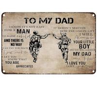 Divertente targa vintage in metallo con scritta in lingua inglese "To My Dad I Know It's Not Easy For A Man To Raise A Child Veteran Soldier Military Dad" rustica per casa, camera da letto, bar