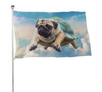 Divertente tartaruga carlino nella bandiera 89 x 150 cm stampato su entrambi i lati bandiera da giardino banner decorativo non sbiadisce bandiera da cortile con occhielli in ottone appeso sfondo