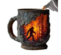 Divertente tazza da caffè con scena del fuoco, con manico ergonomico, in ceramica, con texture 3D di corteccia d'albero, regalo divertente per amici, colleghi, insegnanti, donne, bambini, madri