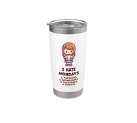 Divertente tazza da caffè con scritta "I Hate Mondays Person" Kawaii Woman At Work Bicchiere termico in acciaio inox doppia parete