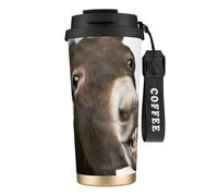 Divertente tazza da caffè in acciaio con stampa asino, thermos per caffè all'aperto, tazza da campeggio con coperchio a prova di perdite, tazze portatili per mantenere caldo/ghiaccio