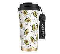 Divertente tazza da caffè in acciaio con stampa di avocado, thermos da caffè all'aperto, tazza da campeggio con coperchio a prova di perdite, tazze portatili per mantenere caldo/ghiaccio