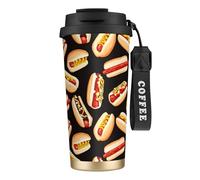 Divertente tazza da caffè in acciaio con stampa di hot dog, thermos per caffè all'aperto, tazza da campeggio con coperchio a prova di perdite, tazze portatili per mantenere caldo/ghiaccio