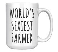 Divertente tazza da caffè in ceramica bianca da 450 ml, motivo: contadino più sexy del mondo, regalo per agricoltori, allevatori o ragazzi di campagna, 450 ml