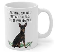 Divertente tazza da caffè in miniatura Pinscher nera marrone chiaro regalo per donne festa della mamma Every Meal You Make Every Bite You Take tazza da caffè tazza in ceramica bianca 325 ml
