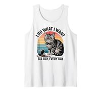 Divertente tazza rovesciata con scritta "I Do What I Want Shirt", stile retrò, motivo: gatto Canotta