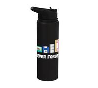 Divertente tecnologia retrò per non dimenticare mai, cassette VHS, floppy disk degli anni '80 Stainless Steel Insulated Water Bottle