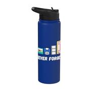 Divertente tecnologia retrò per non dimenticare mai, cassette VHS, floppy disk degli anni '80 Stainless Steel Insulated Water Bottle