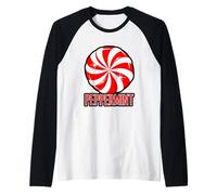 Divertente Tema Caramella a Spirale alla Menta piperita Maglia con Maniche Raglan