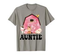 Divertente tema di compleanno di Auntie Farm Animals abbinato alla famiglia Maglietta