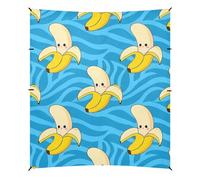 Divertente tenda da spiaggia con banane gialle e strisce blu, UPF50+, leggera, con pala per sabbia, per campeggio, picnic, cortile