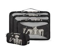 Divertente teschio scheletri cubi da imballaggio per valigie 4 set di organizer da viaggio con borsa superiore in rete per accessori da viaggio