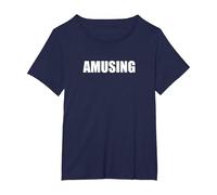 Divertente - Tipografia Parola Divertente Maglietta, Donna Plus-Size, Navy, 6X