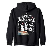 Divertente Topo da Biblioteca Facilmente distratto da Gatti e Libri Felpa con Cappuccio