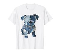 Divertente toppa in denim retrò con stampa animale a forma di cane Maglietta