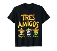 Divertente Tres Amigos Tequila Sale Lime Cinco De Mayo Fiesta Fun Maglietta