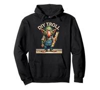 Divertente Troll verde che tiene rotolo floreale fai da te Project Art Felpa con Cappuccio