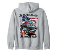 Divertente, Troppo Caldo per Il Paradiso, Troppo Bello per l'inferno, Design a Forma di Muscle Car Felpa con Cappuccio