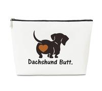 Divertente trousse per il trucco con bassotto da donna, con scritta "Guess What Dachshund", in pelle PU, idea regalo per donne, amanti del bassotto, regalo per la mamma, Weiner Dog Makeup Pouch,