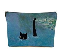 Divertente trousse per il trucco da donna, a tema animale, regalo per ragazze, divertente borsa da viaggio con cerniera per figlia, sorella, Bestie, 01 SwimmingCat, 9.8 x 7.2