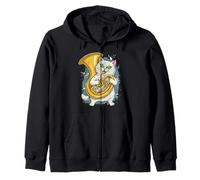 Divertente Tuba Cat Music Lover Cute Band Geek Felpa con Cappuccio