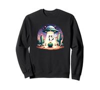 Divertente UFO Cat Help Me Astronave Graphic Desert Cactus Felpa