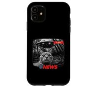 Divertente UFO Cat News Shirt Alien Abduction Ultime notizie Custodia per iPhone 11