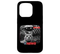 Divertente UFO Cat News Shirt Alien Abduction Ultime notizie Custodia per iPhone 15 Pro