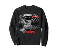 Divertente UFO Cat News Shirt Alien Abduction Ultime notizie Felpa