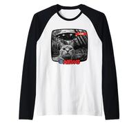 Divertente UFO Cat News Shirt Alien Abduction Ultime notizie Maglia con Maniche Raglan