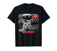 Divertente UFO Cat News Shirt Alien Abduction Ultime notizie Maglietta