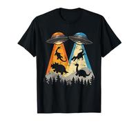 Divertente UFO Dinosaur Abduction Meme Alien Sci Fi Umorismo Maglietta