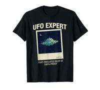 Divertente UFO Expert Pixelated Blur Alien Proof Believer Maglietta con Stampa Grafica Economica, Uomo, Nero, XL