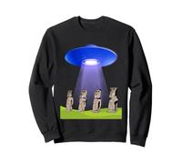 Divertente UFO Isola di Pasqua mistero Moai Statue Volante Disco Volante Felpa