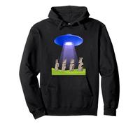 Divertente UFO Isola di Pasqua mistero Moai Statue Volante Disco Volante Felpa con Cappuccio