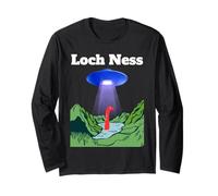 Divertente UFO Loch Ness Disco Volante Monster Nessie Scozia Maglia a Manica