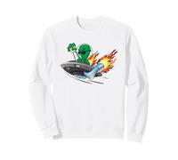 Divertente UFO UAP Alien Hotrod Disco Volante Cartoon Design Felpa